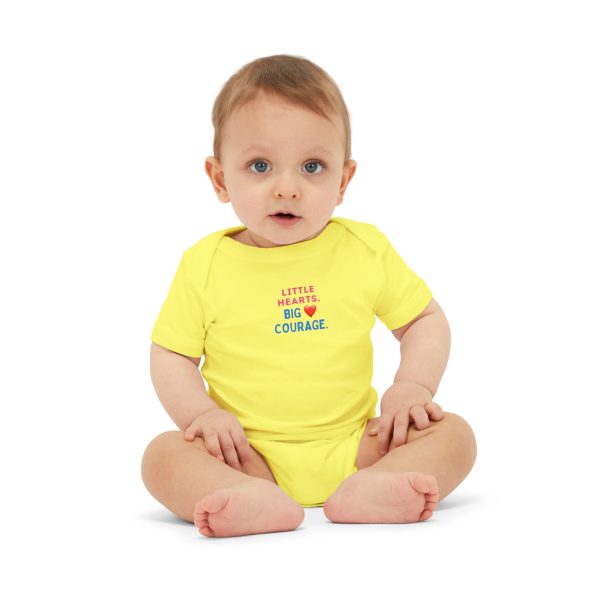 yasmine's way infant jersey one piece little hearts, big courage, baby gift, milestone outfit, infant apparel, cute baby clothes